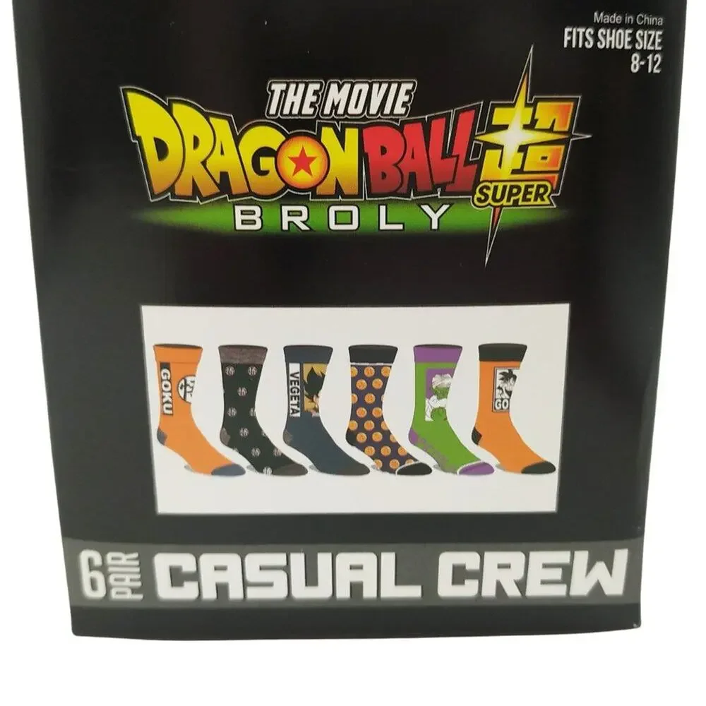 Dragon Ball Z Broly Casual Crew Socks - 6 Pairs
